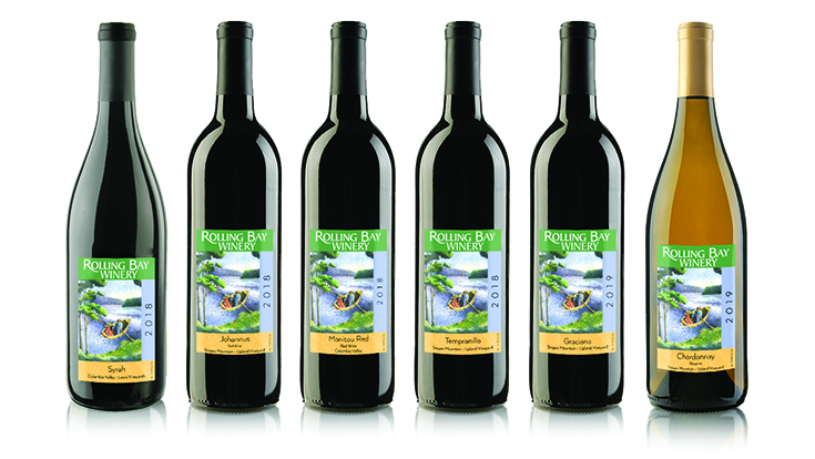 image of Rolling Bay Winery wine lineup